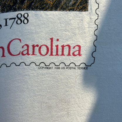 Vintage 80s Stamp South Carolina, May 23, 1788 USA America Postal Service T-shirt