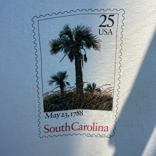 Vintage 80s Stamp South Carolina, May 23, 1788 USA America Postal Service T-shirt