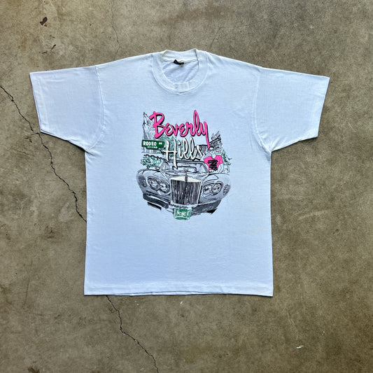 Vintage 80s Beverly Hills, USA, Colourful Drawing T-shirt