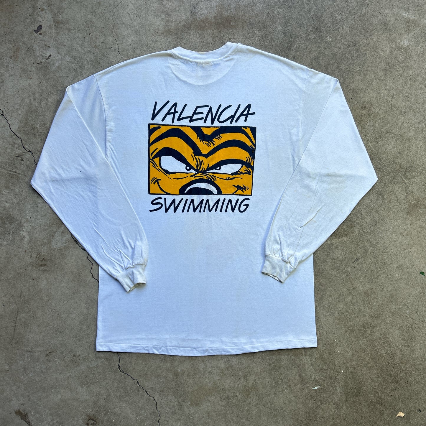 Vintage 90s Valencia Swimming, Art Print Long Sleeve T-shirt
