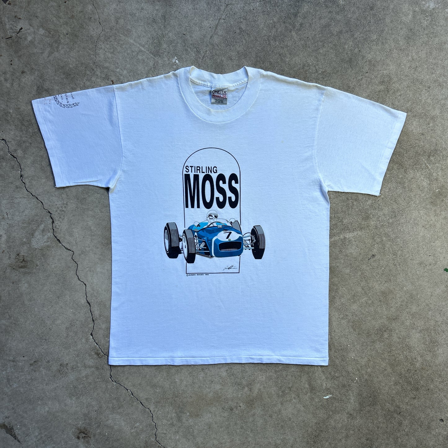 Vintage 90s Stirling Moss F1 Racecar 1990 T-shirt