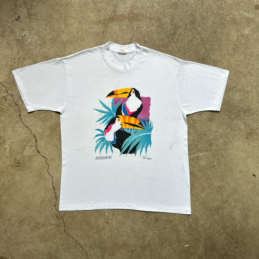 Vintage 80s Honduras Toucans,  Colourful Art T-shirt