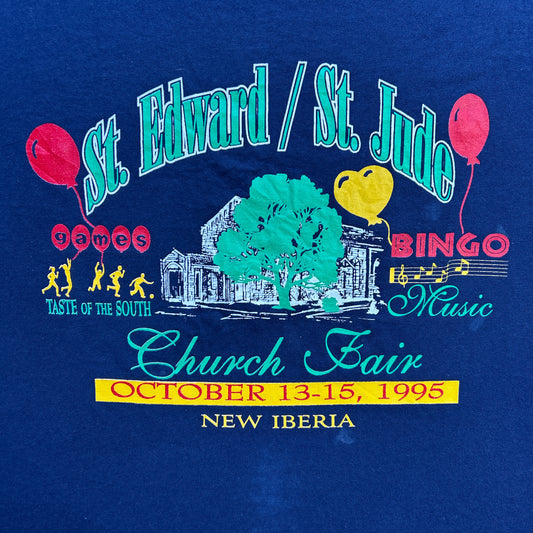 Vintage 90s St. Edward / St. Jude Church Fair, New Iberia 1995 T-shirt