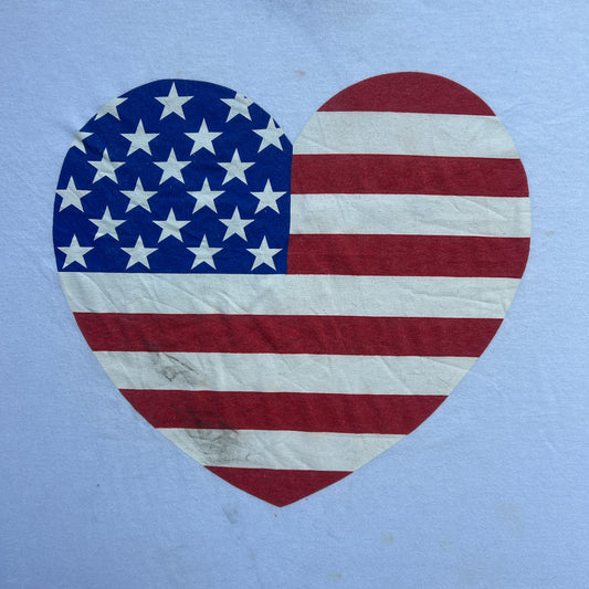 Vintage 80s USA Flag Love Heart T-shirt