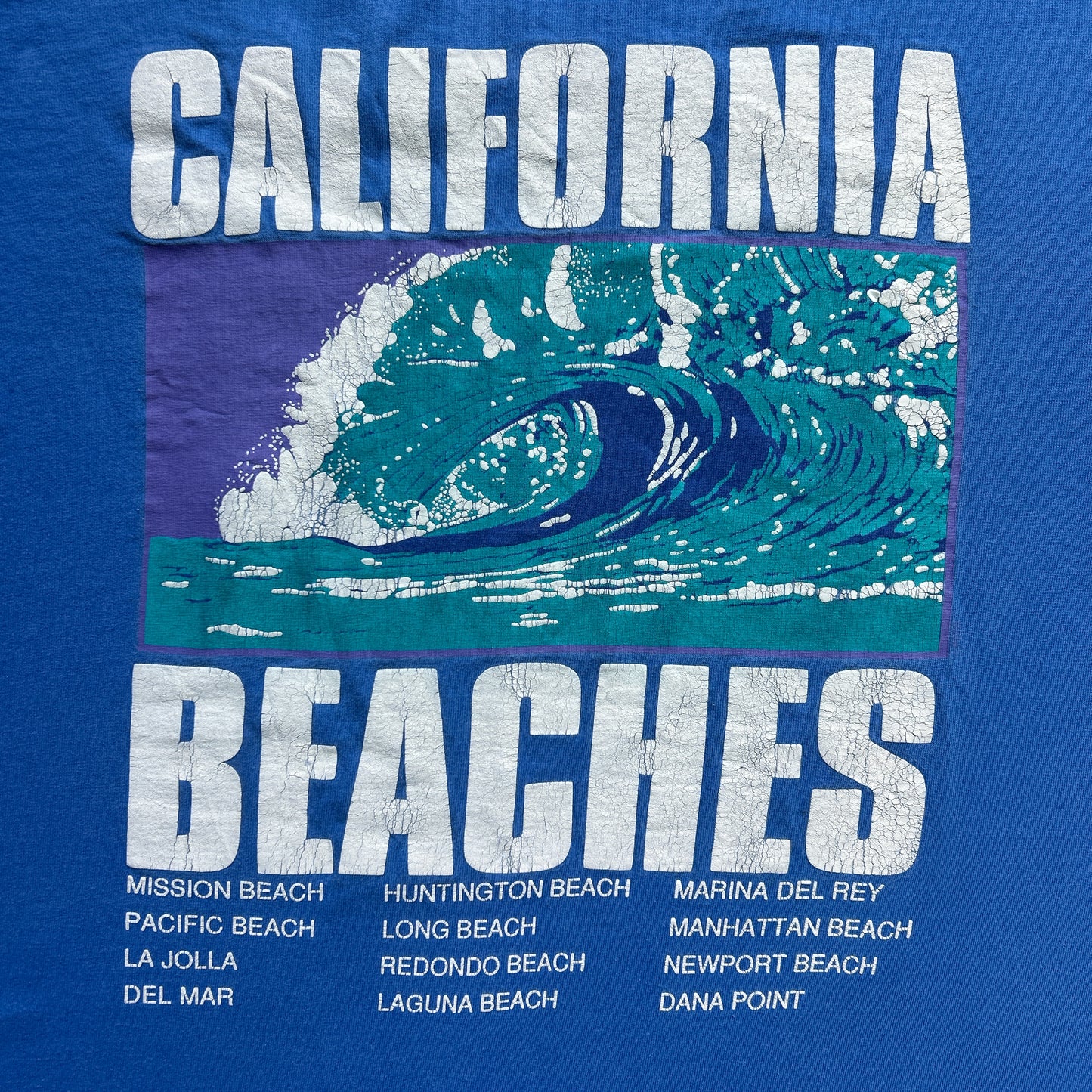 Vintage 90s USA California Beaches Tourist Graphic Print T-shirt