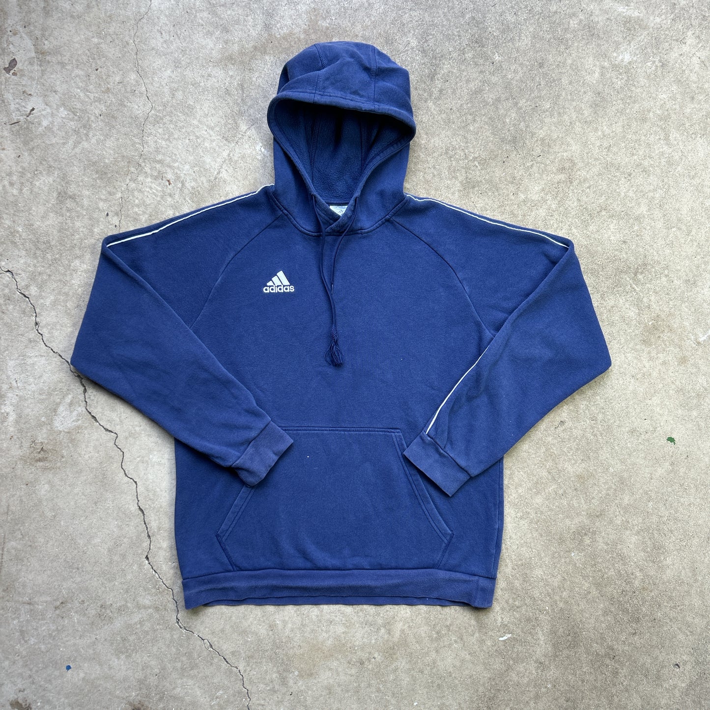 Vintage 2000s Navy Blue Adidas Branded Hoodie Jumper&nbsp;