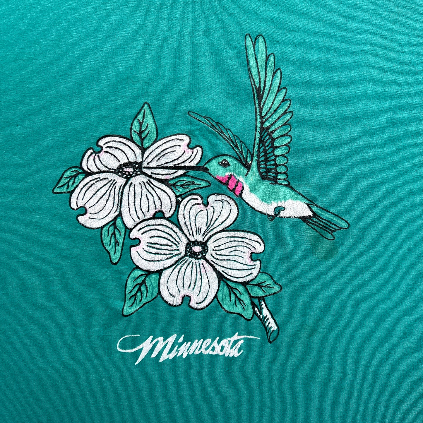 Vintage 90s Minnesota, USA, Hummingbird in a Flower T-shirt