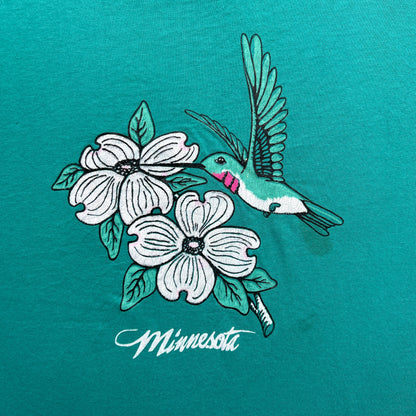 Vintage 90s Minnesota, USA, Hummingbird in a Flower T-shirt