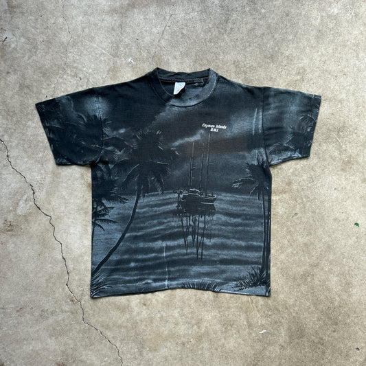 Vintage 90s AOP Cayman Islands Pirate T-shirt