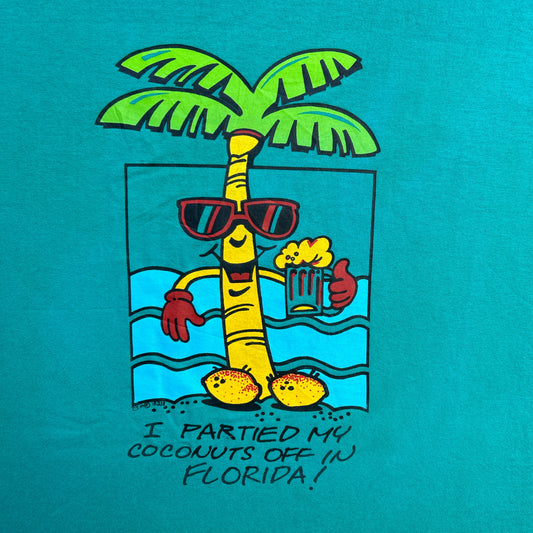 Vintage 90s "I partied my coconuts off in Florida" Spring Break T-shirt