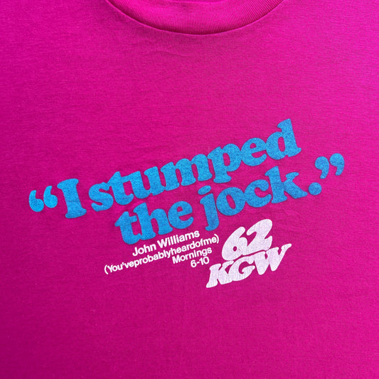 Vintage 80s "I Stumped The Jock" 62 KGW With John Williams T-shirt