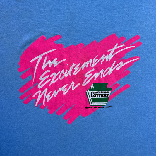 Vintage 80s Pennsylvania Lottery, The Excitement Never Ends, Benefits Older Pennsylvania T-shirt