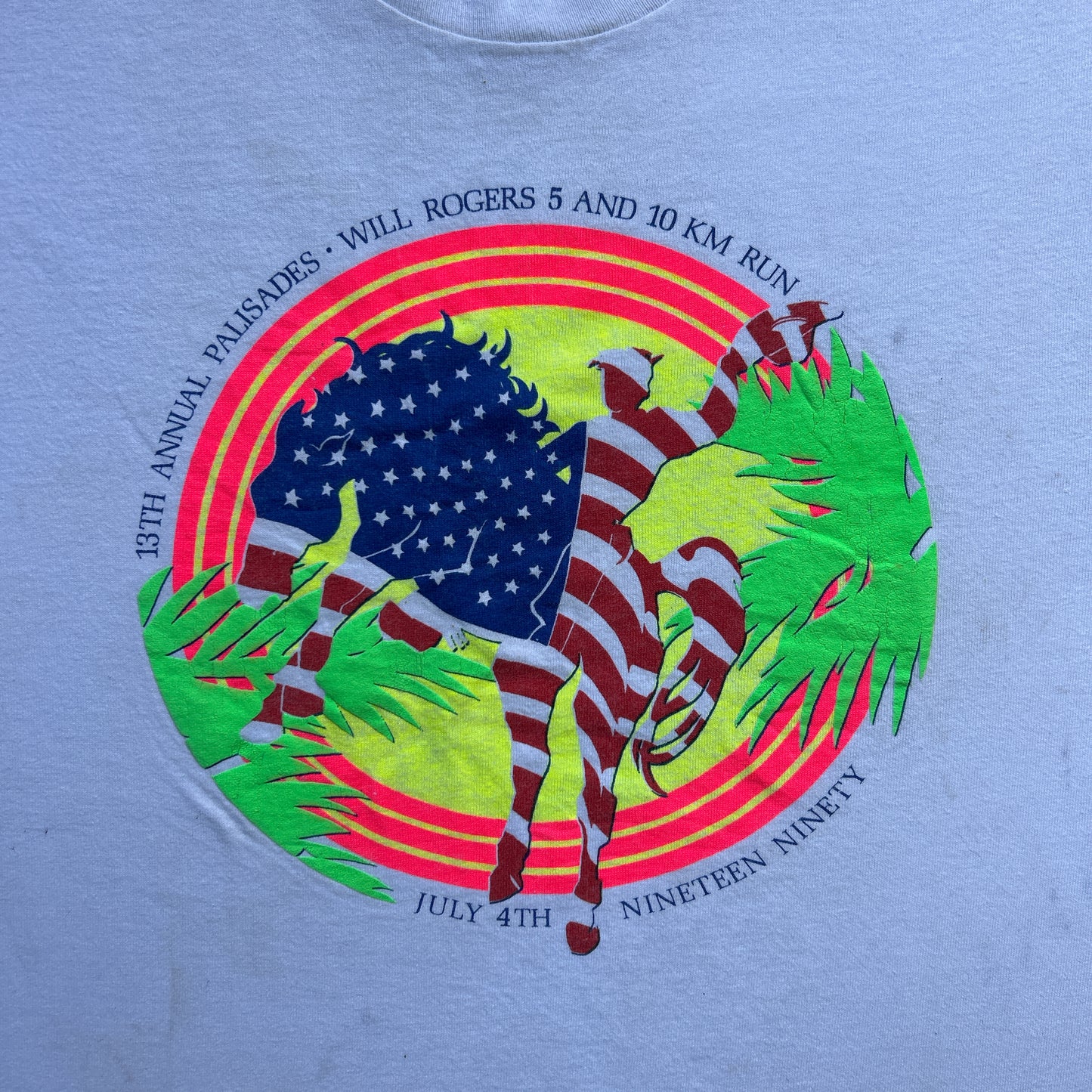 Vintage 90s 13th annual Palisades, Will Rogers 5 and 10km Run T-shirt
