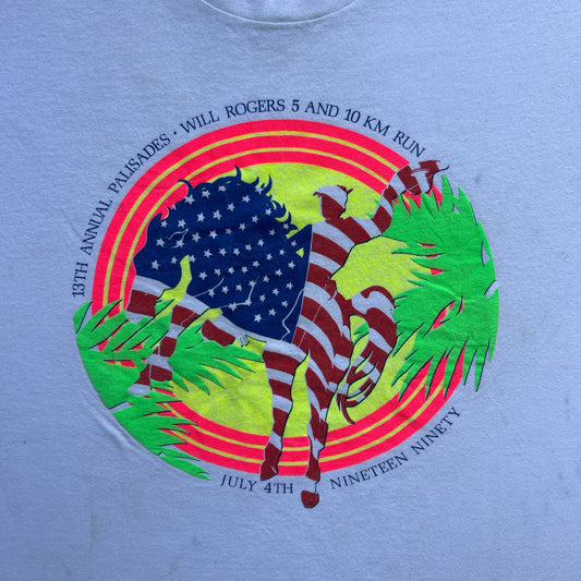 Vintage 90s 13th annual Palisades, Will Rogers 5 and 10km Run T-shirt