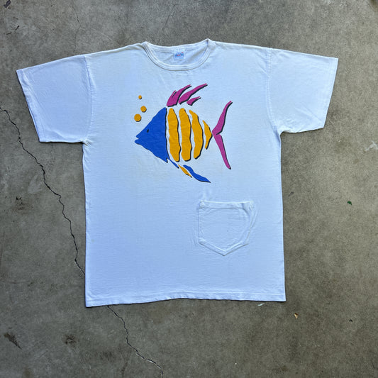 Vintage 80s Alore, Colourful Fish Art Print T-shirt