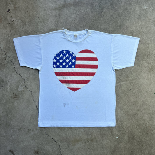 Vintage 80s USA Flag Love Heart T-shirt