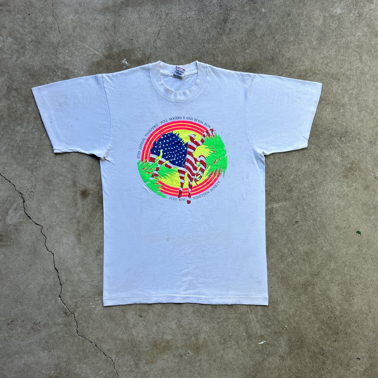 Vintage 90s 13th annual Palisades, Will Rogers 5 and 10km Run T-shirt