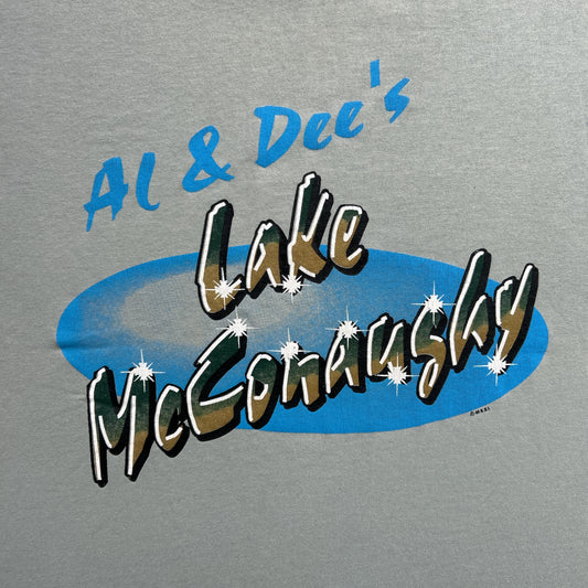 Vintage 90s Al & Dec's Lake McConaughy, USA, Y2K Mr Clean Style Graphic Print T-shirt
