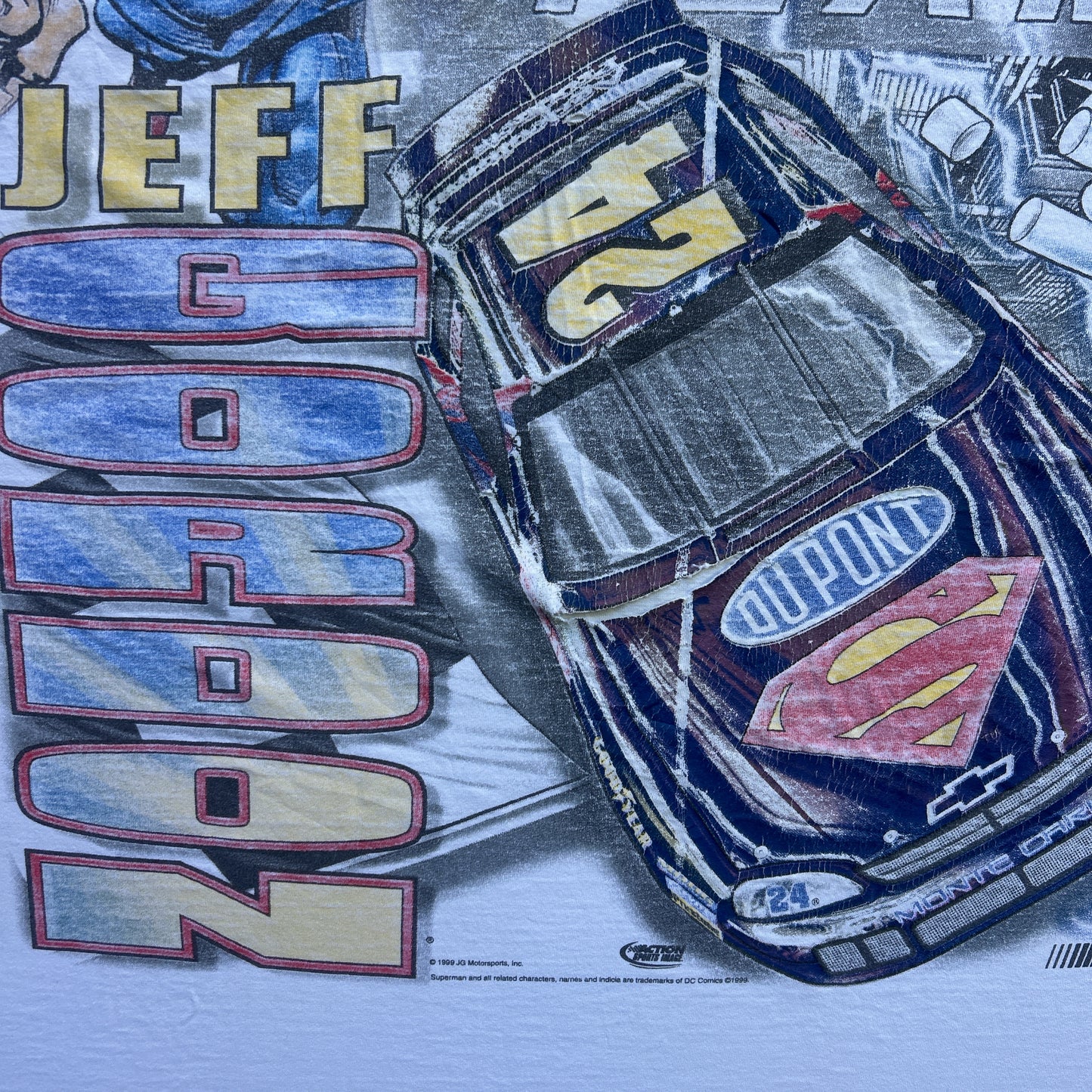 Vintage Rare 90s Jeff Gordon NASCAR X Superman Comics 1999 AOP T-shirt