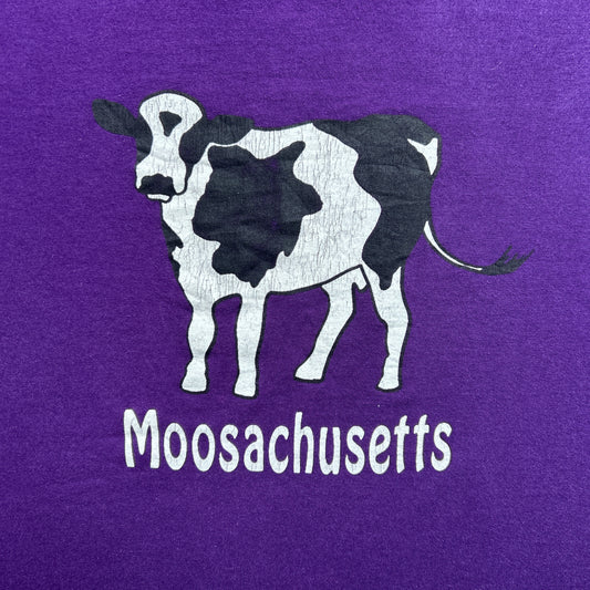 Vintage 90s Retro Funny Cow Tee, Massachusetts, USA, America MOOSACHUSETTS Graphic print T-shirt