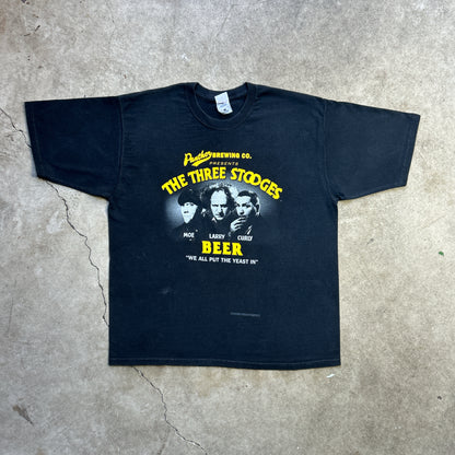 Vintage 90s Panther Beer Brewing Co. Presents, The Three Stooges Beer "We All Put The Yeast In" 1998 T-shirt