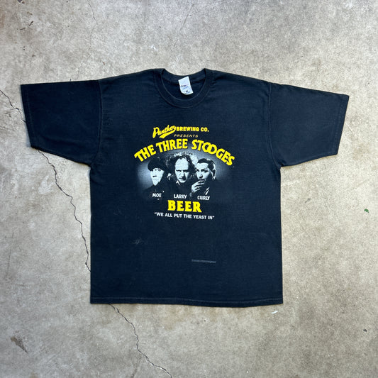Vintage 90s Panther Beer Brewing Co. Presents, The Three Stooges Beer "We All Put The Yeast In" 1998 T-shirt