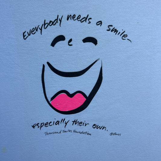 Vintage 90s Everybody Needs a Smile, Especially Their Own, Thousands Smiles Foundation T-shirt.