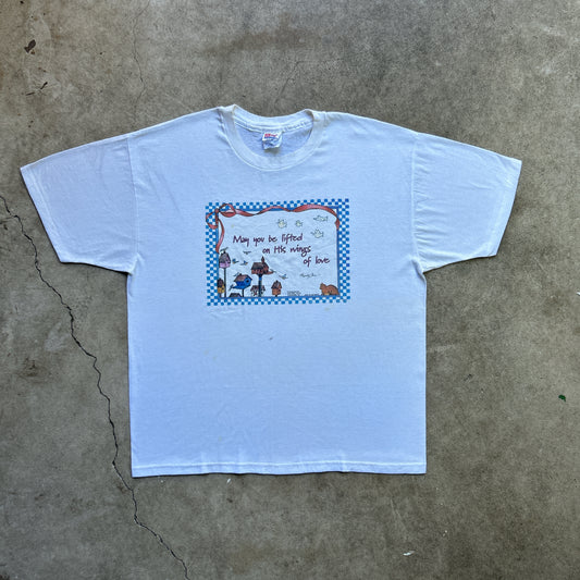 Vintage 90s May You be Lifted on his Wing of Love Postcard T-shirt