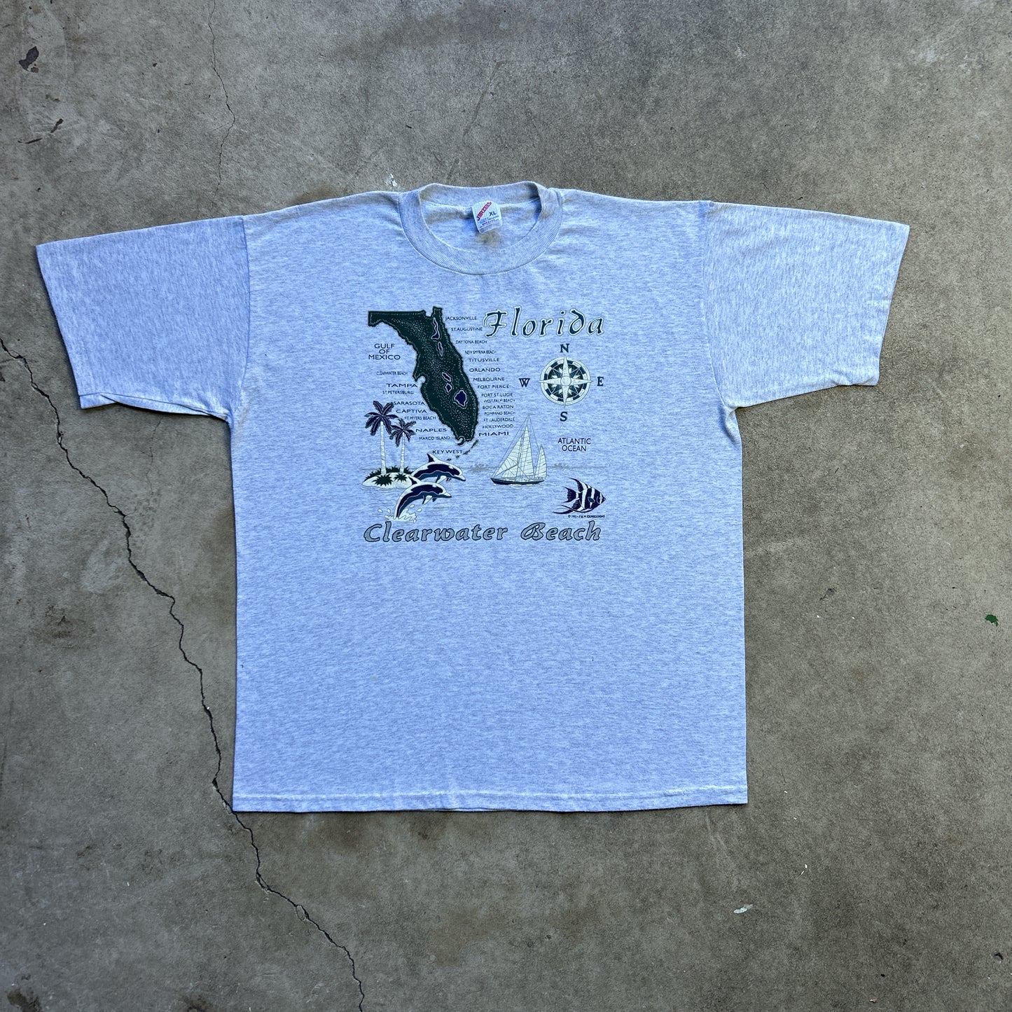 Vintage 90s Florida, USA Tourist Map 1995 T-shirt