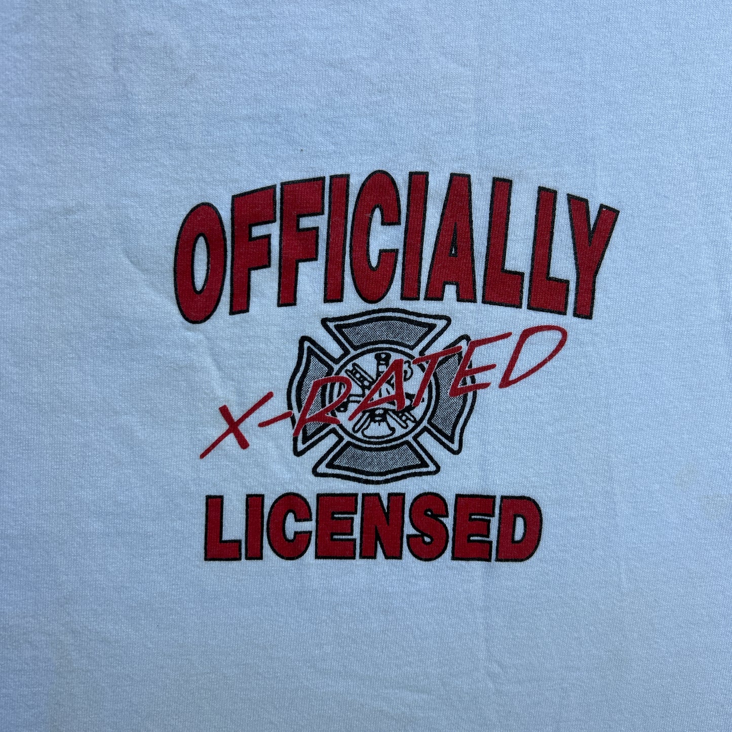 Vintage 90s X-Rated Officially Licensed Firefighters License Stripper T-shirt