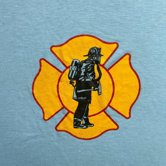 Vintage 80s USA First Responders Firefighters Graphic Print Logo Merchandise T-shirt