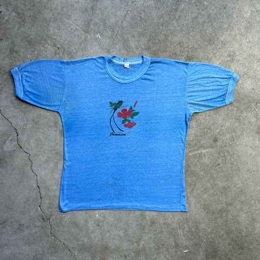 Vintage 70s Jamaica, Nature Bird Flower T-shirt