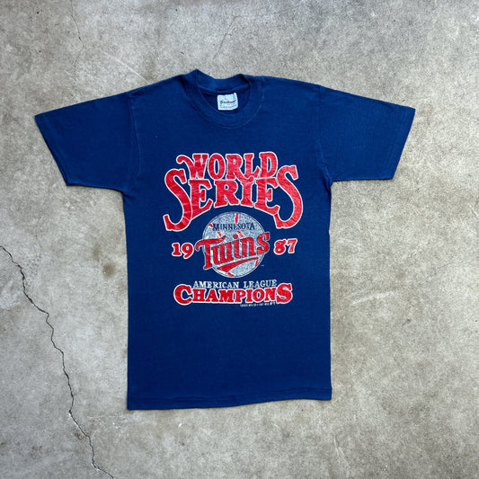 Vintage 80s MLB World Series Minnesota Twins American League Champions 1987 T-shirt