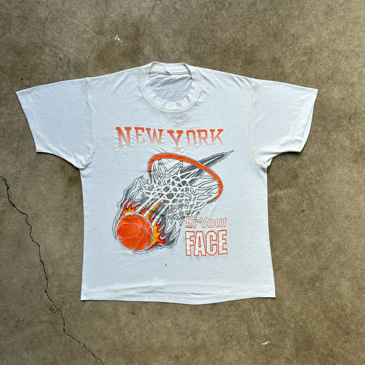 Vintage 80s Basketball On Fire, "In Your Face" T-shirt
