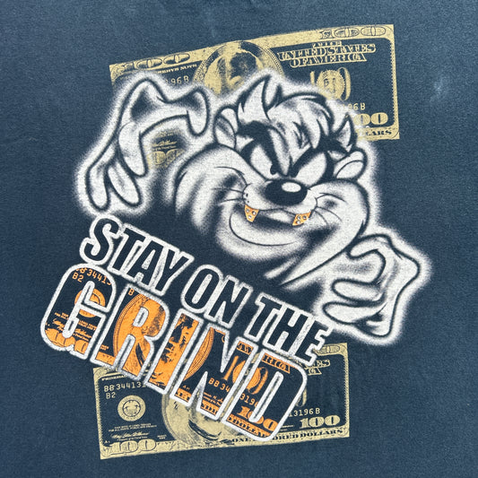 Vintage 90s Rare TAZ Looney Tunes Bejewelled, Stay on the Grind T-shirt