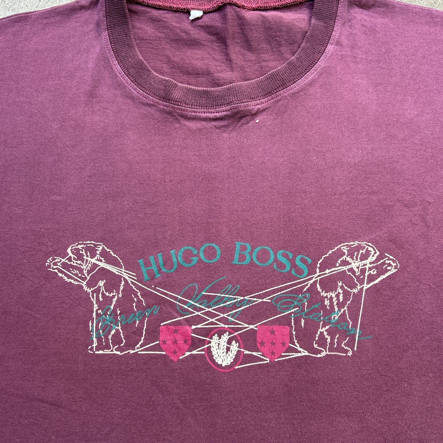 Vintage 80s Rare Archive Hugo Boss Green Valley Bladon T-shirt