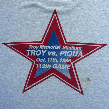 FVintage 90s TROY VS PIQUA "another one bites the dust" 1996 T-shirt