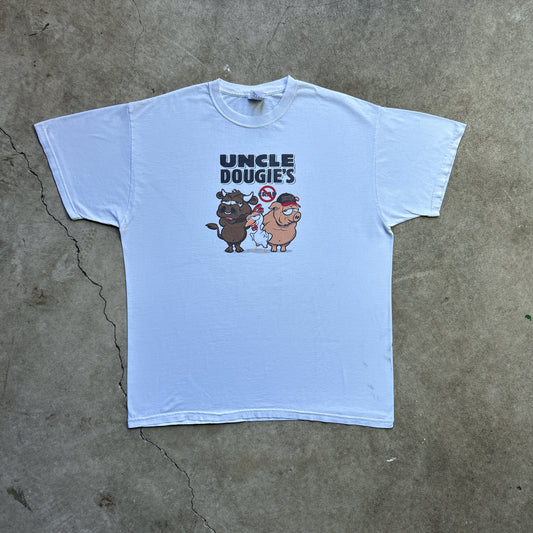 Vintage 90s Cartoon Pig, Chicken, and Bull, Uncle Dougies, No Crap T-shirt