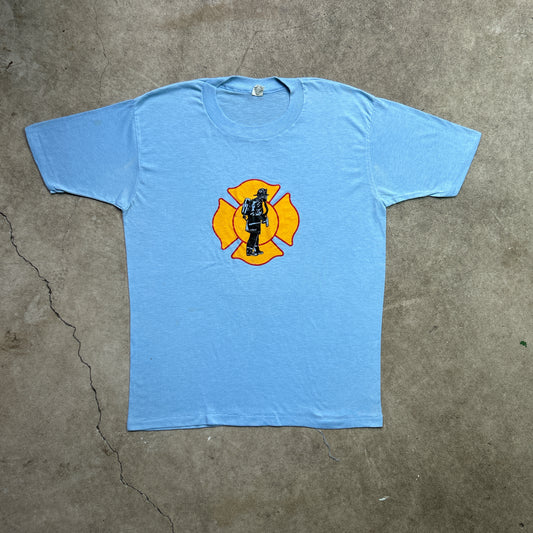 Vintage 80s USA First Responders Firefighters Graphic Print Logo Merchandise T-shirt