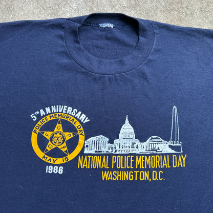 Vintage 80s National Police Memorial Day Washington D.C USA 1988 5th Anniversary Graphic Print T-shirt