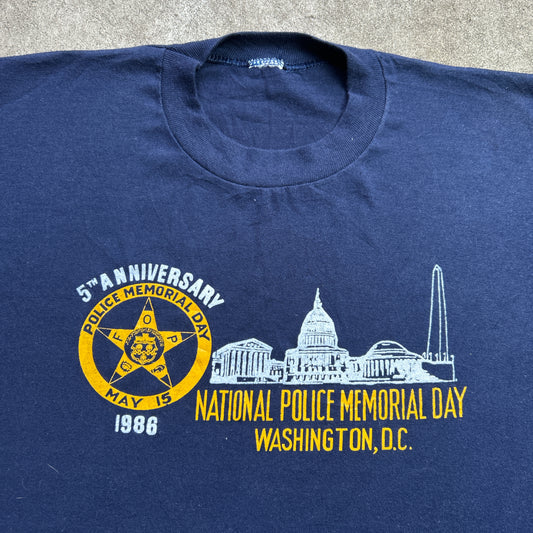Vintage 80s National Police Memorial Day Washington D.C USA 1988 5th Anniversary Graphic Print T-shirt