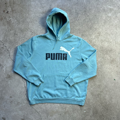 Vintage 2000s Aqua Blue Puma Hooded Jumper