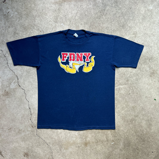 Vintage 80s NY, American Fire Department, Eagle Logo Graphic Print Merchandise T-shirt