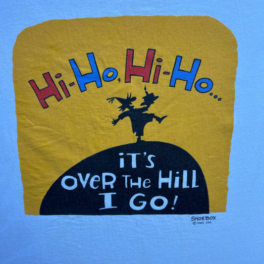 Vintage 90s Hi, Ho, Hi, Ho, It's Over The Hill I Go! Shoebox HallMark Cards T-shirt