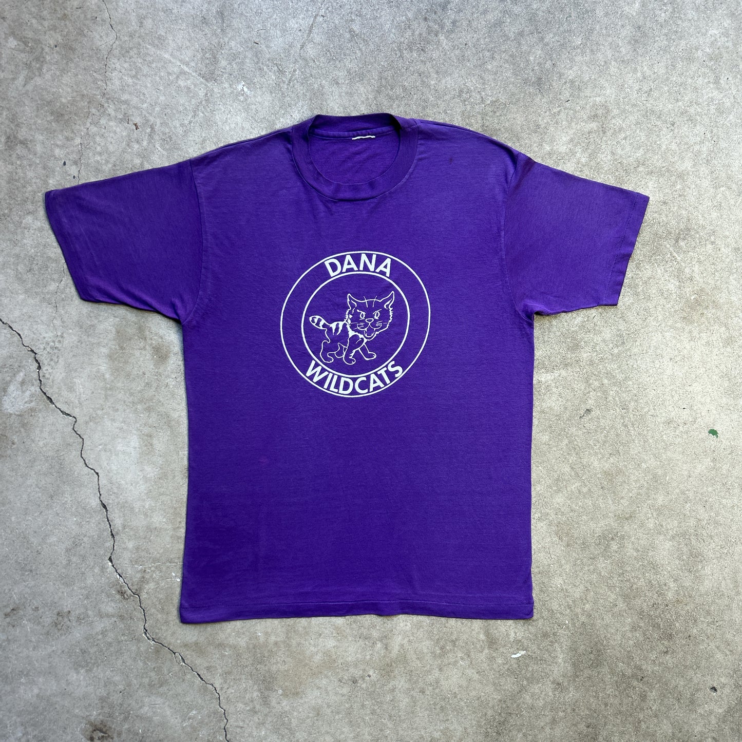 Vintage 80s USA College DANA Wildcats Graphic Print Team Merchandise T-shirt