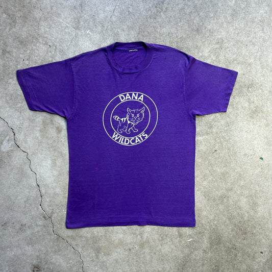 Vintage 80s USA College DANA Wildcats Graphic Print Team Merchandise T-shirt