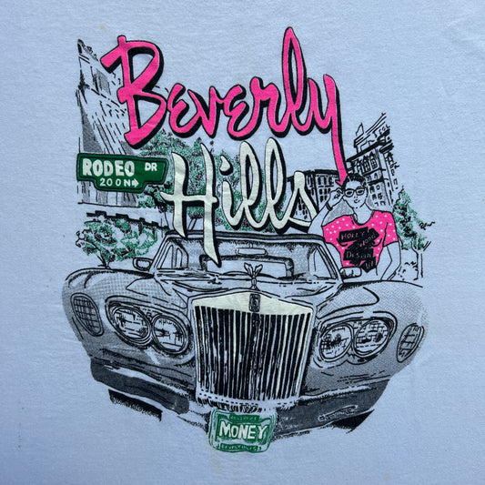 Vintage 80s Beverly Hills, USA, Colourful Drawing T-shirt