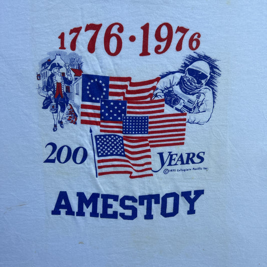 Vintage 70s USA America, AMESTOY, 200 Years, Spaceman USA History Ringer T-shirt