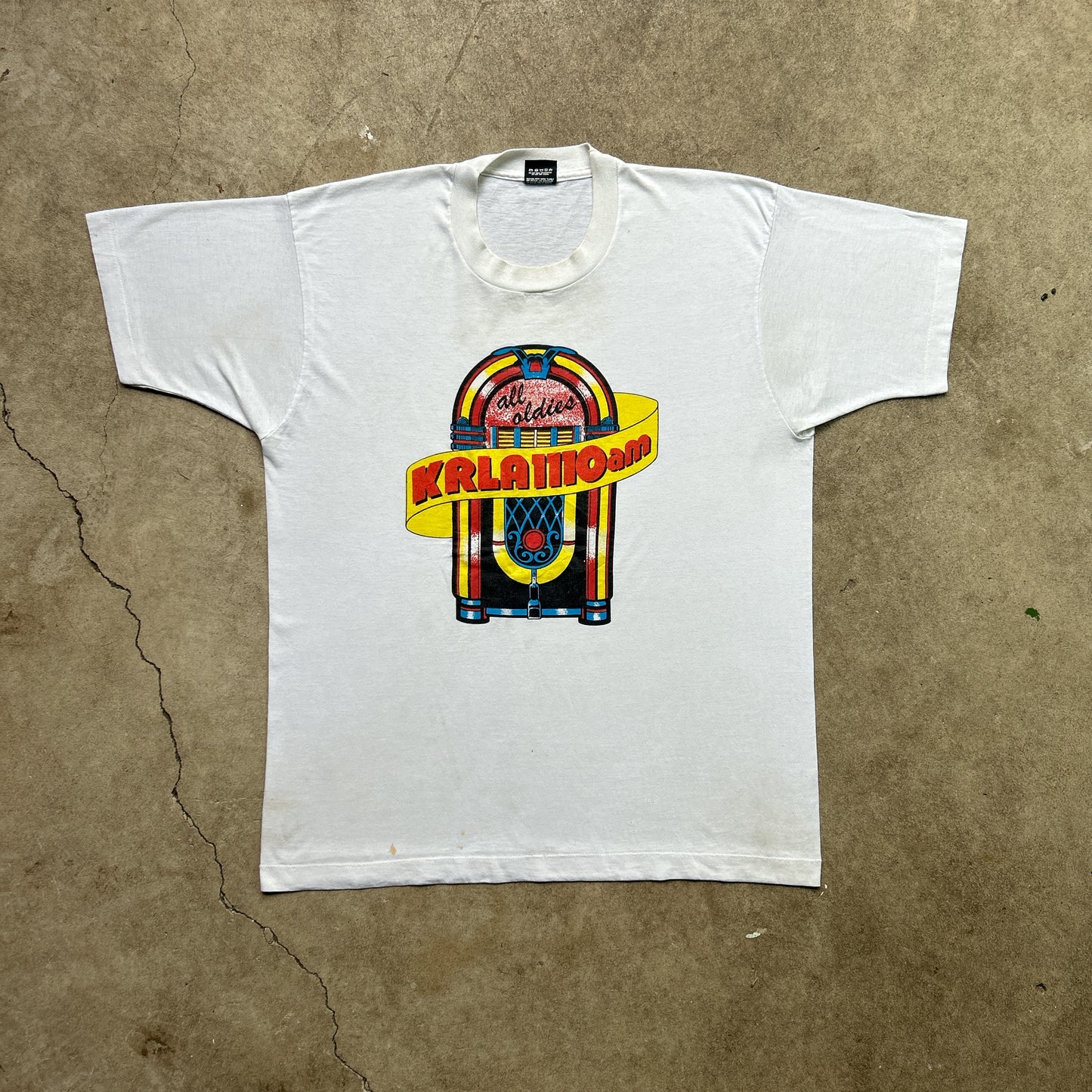 Vintage 80s Radio Station KRLA 1110 AM All Oldies Promotional Music T-Shirt.