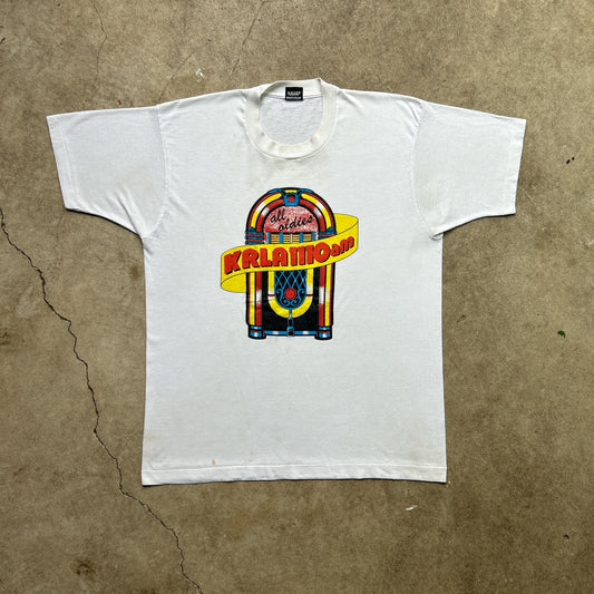 Vintage 80s Radio Station KRLA 1110 AM All Oldies Promotional Music T-Shirt.